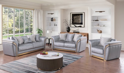 New 3pc gray gold sofa - 3pc,