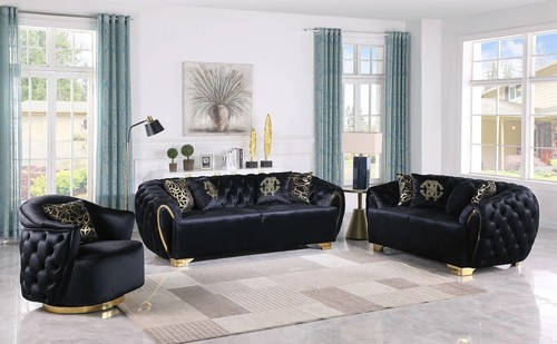 New 3pc black gold sofa - 3pc,