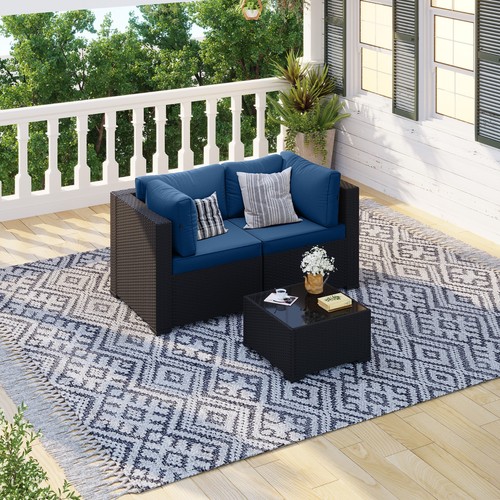 Piece black rattan sofa set - rattan,