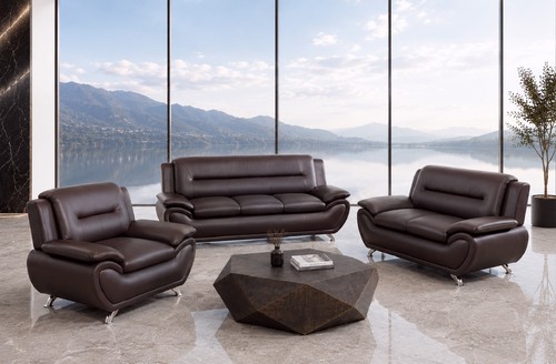 New brown leather gel - brown, 3pc