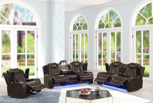 New led 3pc sofa - 3pc, 5-recliner