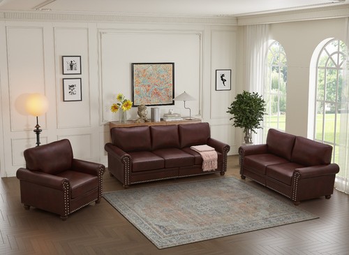 Faux leather pieces sofa set - leather,