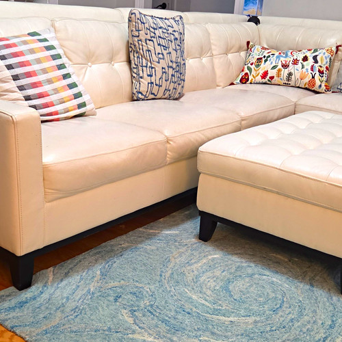 Beige faux leather - beige, tufted