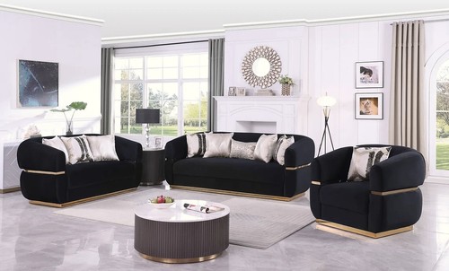 New 3pc black gold - new, sofa