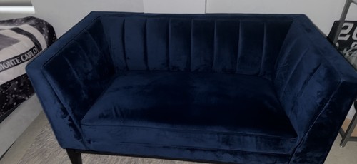 Navy blue velvet three - blue,